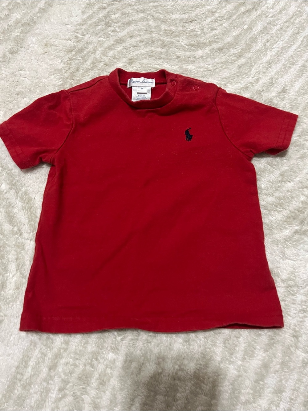 Ralph Lauren Red Short Sleeve Tee with Navy Polo Pony